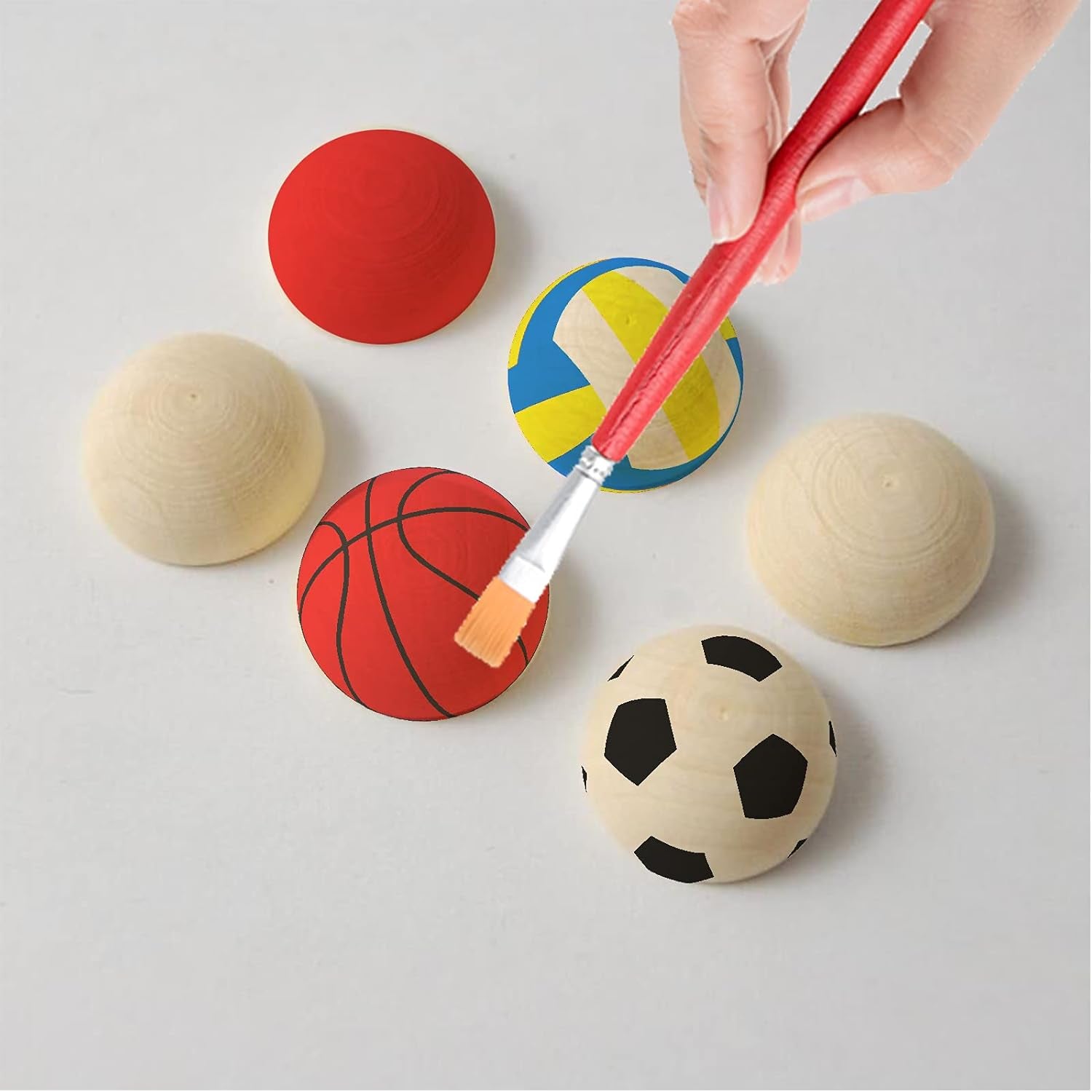 200Pcs Mini Half Wooden Beads, 12Mm Unfinished round Split Wood Balls for Craft Paint, 1/2 Inch Diameters Natural Half Sphere Ornaments